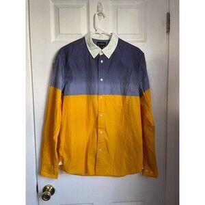 New CPO Provisions Colorblock Long Sleeve Button Front Cotton Shirt Mens Small
